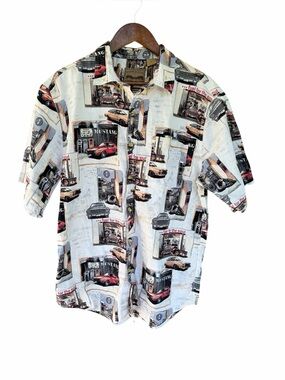 Buckhorn River Short Sleeve Cotton Camp Shirt Classic Mustang Rockabilly XL